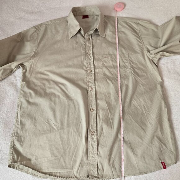 Vintage 90's Men's Levi's Red Tab Khaki/Tan Cotton Button-Down Shirt L - Picture 7 of 10